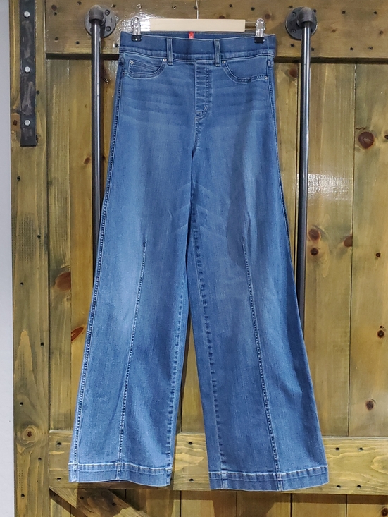 SPANX Denim - SPANX Wide-Leg Flare Jeans in Medium Blue Stretch